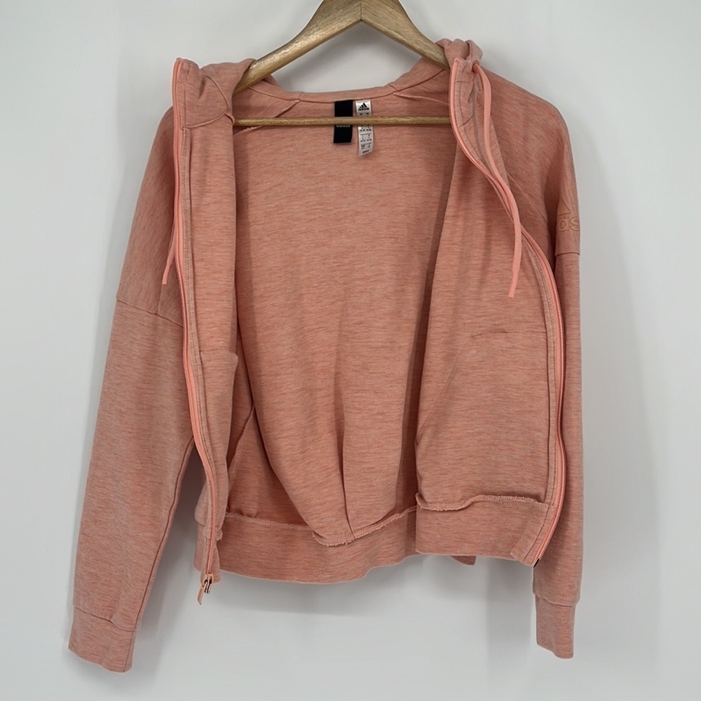 Adidas ID Melang Hooded Full Zip Track Jacket Pink Size Small - Picture 10 of 12